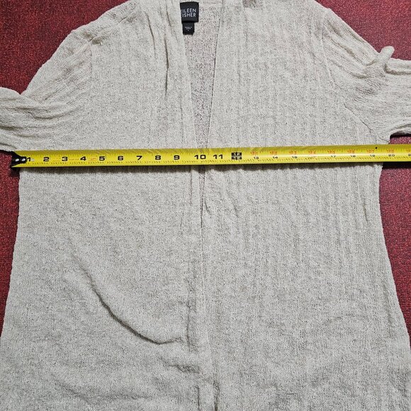 Eileen Fisher Beige Open Front Cardigan L Rayon/Linen Coastal Beachy Neutral - Picture 8 of 9